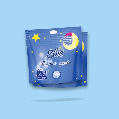 China Printed Soft Disposable Overnight Type Lady Menstrual Pants Super Size XL Size Underwear Panties Sanitary Napkin for sale