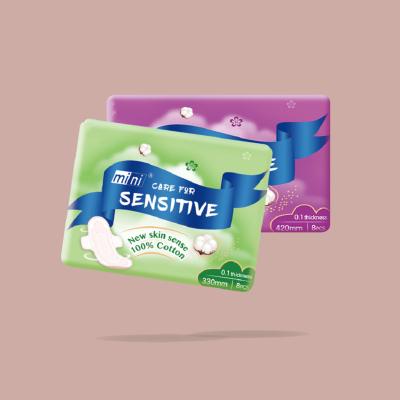 China NEW FREE SAMPLE Breathable Super Absorbent Cotton 100% Side-gathering Breathable Fan-shape Skin Sense Hygiene Sanitary Pad For Girl Lady for sale