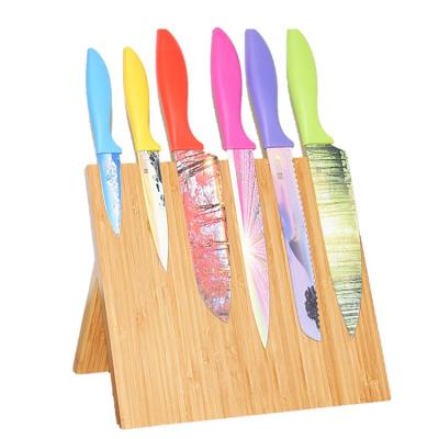 China Sustainable Luxury Bamboo Wooden Magnetic Knife Block Holder With Expanded Magnets for sale