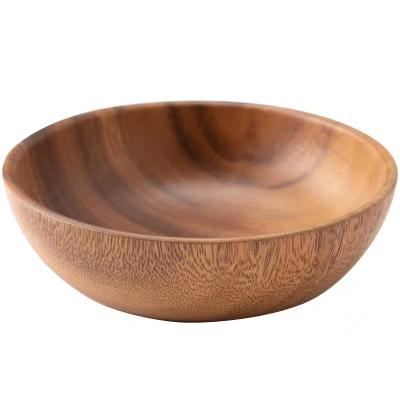 China Nature Sustainable Acacia Wood Bowl Large Salad Food Bowl Serving Reusable Bowl Customized for sale