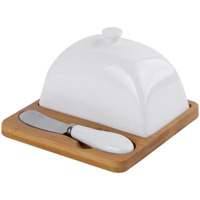 China Small Cake Plate Snack Plate And Cheese Knife Bamboo Bread Tray SSK0238 for sale