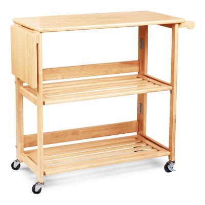 China Multifunctional BAMBOO Kitchen Bamboo Wooden Food Cart Islands Serving Vegetable Cart with Drawers and Storage Baskets for Kitchen for sale