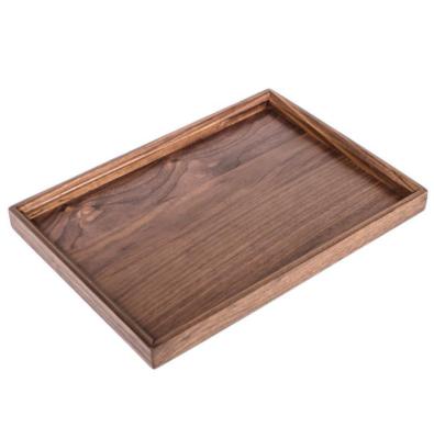 China Black Walnut Rectangular Coffee Refreshment Wooden Tray Hotel Home Service Tray SSK0450 Dinner Tray for sale