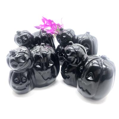 China China Wholesale Crystal Craft Pumpkin Obsidian Natural Crystal Pumpkin For Halloween Gifts Souvenirs for sale