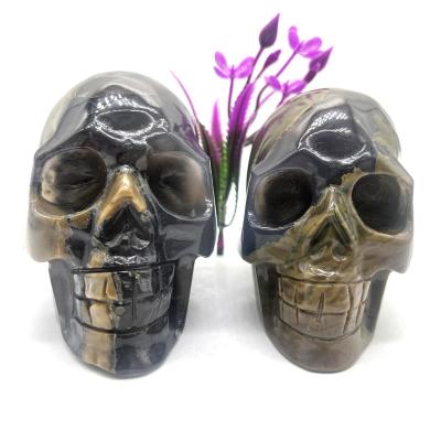 China China wholesale skulls fluoresenceagate crystalskulls natural stone Halloweengift for souvenir for sale