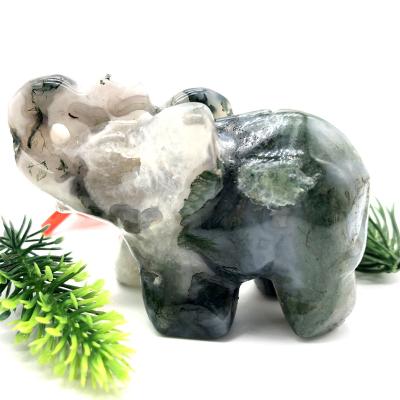 China China wholesale bulk elephant moss agate natural crystal crystal elephant for gifts souvenirs for sale