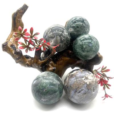 China China Wholesale Bulk Natural Sphere Mossagate Crystal Ball For Gifts Souvenirs Spirit Healing for sale