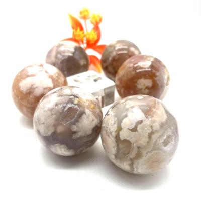 China China Sphere Flower Agate Natural Crystal Stone Crystal Ball For Gifts Souvenirs Spirit Healing for sale