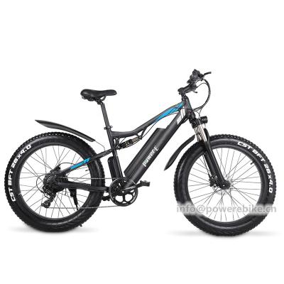 China 2021 Newest 48V 17Ah Electric Fat Bike Aluminum Alloy All Suspension Ebike Full Terrain Electric Bike 1000W Fat Tire for sale