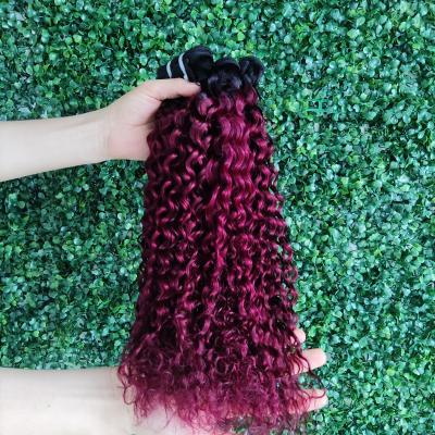 China Jerry's Curly 10A Brazilian Curly Colored Curly Bundles 100% Virgin Jerry Curly Human Hair Bundles Remy Wet And Wavy Hair Weave Bundles for sale