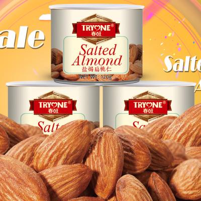 China 2019 Healthy California Snack Crops Natural Hot Selling Salted Almond Canned Snacks for sale