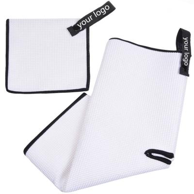 China Wholesale Customized QUICK DRY Microfiber Golf Waffle Towel With Hangloop for sale