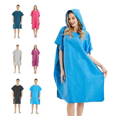 China Oversized QUICK DRY Microfiber Towel Poncho Robe Adult Changing Hooded Beach Towel for sale