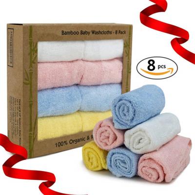 China 8 Pack Wholesale Baby Face Wash Soft Organic Bamboo Cloth Towel Set QUICK DRY Washcloths for sale