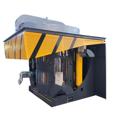 China Factory 400KG 0.4T KGPS Medium Frequency Induction Steel Case Hydraulic Furnace For Iron Melting Copper Aluminum Steel for sale