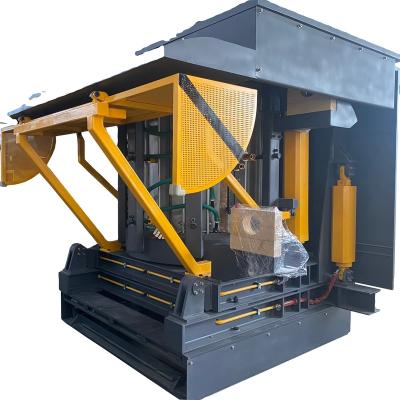 China Factory 8000KG 8T IGBT Medium Frequency Induction Steel Case Hydraulic Furnace For Iron Melting Copper Aluminum Steel for sale