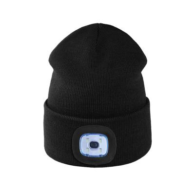 China New LED Beanie Hat Sports LED USB Rechargeable COMMON High Bright Washable Hat Light Winter Hats for sale