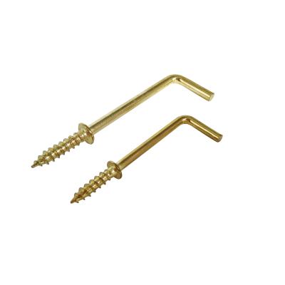 China Gold Color L Shape Decorative Pan Self Tapping Screw Hooks Eye Hook Screw for sale