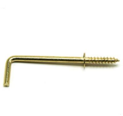 China Gold Color L Shape Decorative Pan Self Tapping Screw Hooks Eye Hook Screw for sale