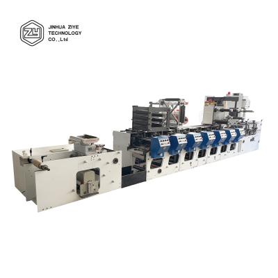 China Garment Shops ZY-350P 6 Color Web Servo Motor Petal Intermittent Flexographic Narrow Type Flexo Printing Machine for sale