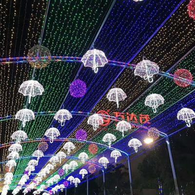 China Commercial Outdoor Christmas LED Umbrella Tree Hanging Lights Carving Decorations Holiday Commercial Lights Display for sale