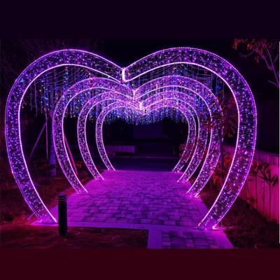 China Festival decorative light twinkly copper wire love heart shape tunnel night electric garland for commercial street garden for sale