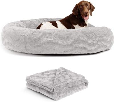 China Soft Popular Viable The Original Soothing Donut Cat and Dog Bed in Lux Fur Machine Washable High Shag or Bolster for sale