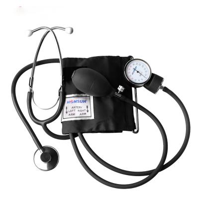 China HONSUN HS-50A Metal Color Standard Ready Running Black Aneroid Sphygmomanometer With Stethoscope for sale