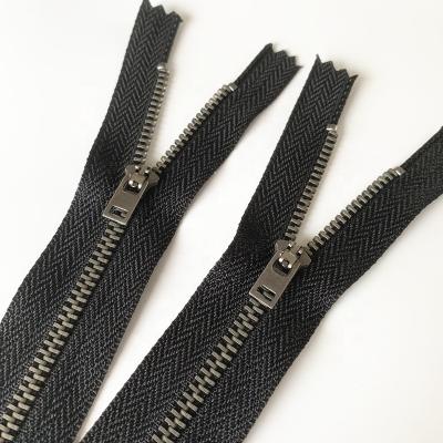 China Other Custom Denim Zippers Tape Plugged Antique Silver Nickel #4 ZIP YG Sliders Metal Zipper For Pants Jeans for sale