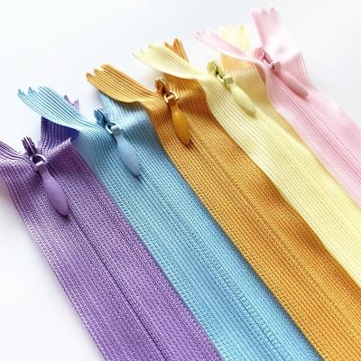 China High quality invisible S1 in clothing stock design nylon invisible zipper tape #3 color zipper for sale