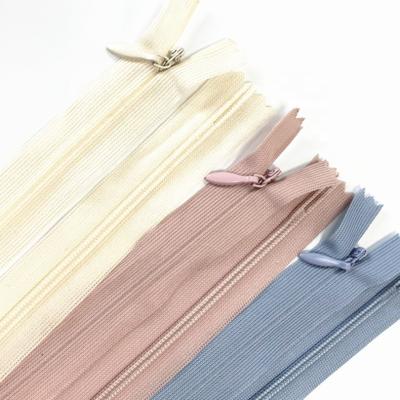 China Factory T1 invisible in garment stock design nylon invisible zipper tape #3 color zipper for garment bag for sale