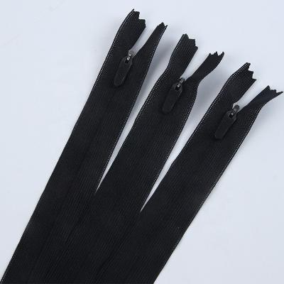 China New Product Custom 3# Hidden Zipper Invisible For Dress Color Tape Lace Tape Special Slider Invisible Zipper for sale