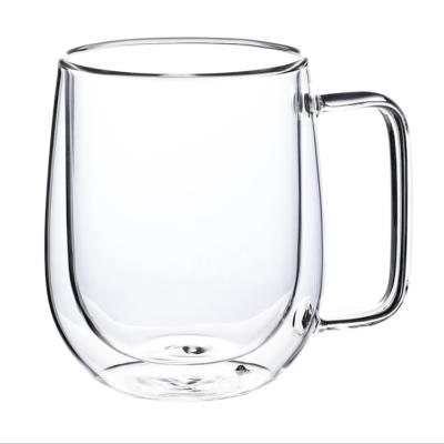 China Sustainable Thermal Insulated Double Wall Glass Mug With Handle For Tea Espresso Coffee for sale