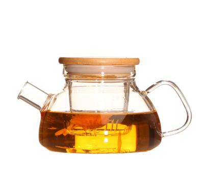 China Viable Wholesales Thickened Nordic Borosilicate Glass Pot With Bamboo Lid Tea Fruit Scented Teapot for sale