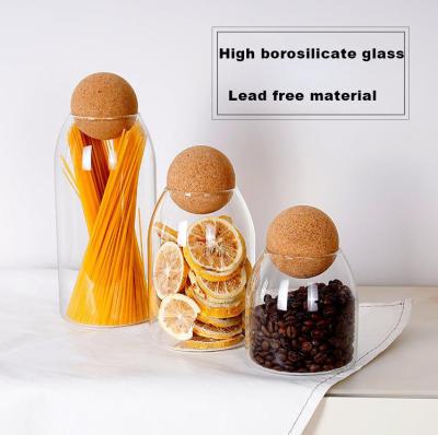 China Viable Hot Selling Honey Cookie Storage Jar Glass Container Food Airtight Jar With Cork Lids/Glass Jar for sale