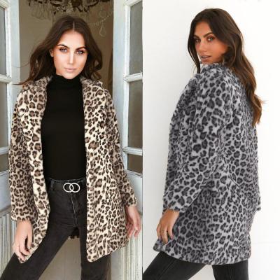 China Anti-wrinkle new design women's coats fashion long warm winter trench fur coat leopard printed outdoor jackets tops slim jacket coat for sale