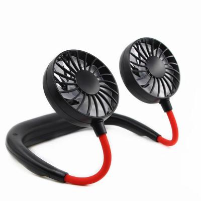 China Hot Selling Amazon Mini Electric Neck Fan Plastic Portable Handless Hanging Rechargeable Air Cooler for sale