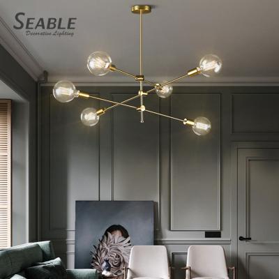 China Modern Simple Modern Home Lamp Design Living Room G9 Bronze Clear Glass Chandelier for sale