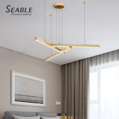 China Easy To Install Northern Europe Modern Luxury Gold New Design Geometric Aluminum Led Chandelier Pendant Light for sale