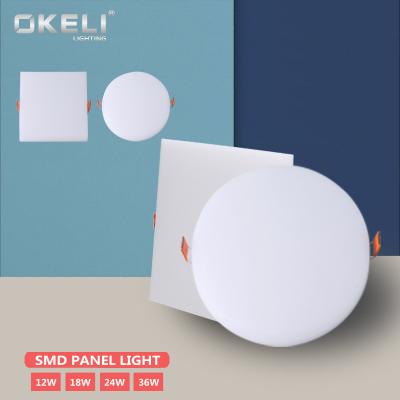 China OKELI Wholesale Price Modern Square Round 12w 18w Aluminum Frameless Recessed Led Panel Light for sale