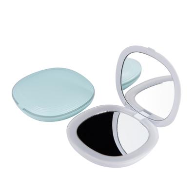 China Small Portable Small Double Sided Mirror Mini LED Makeup Compact Foldable Mirror for sale