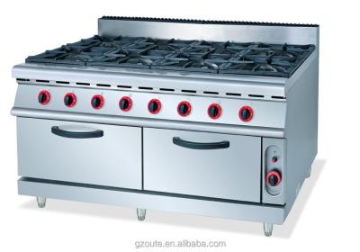 China Commercial Hotels Fast Food Restaurant Gas Stove With 8 Burner And Gas Oven for sale