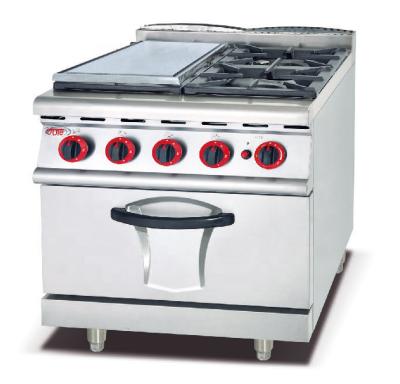 China Smoothtop Commercial Gas Stove With 4 Burners With Flat Griddle And Gas Oven Gas Cooktop for sale