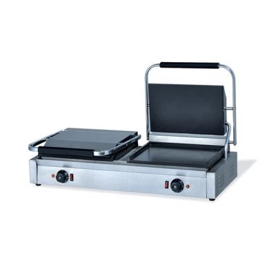 China Oil Collector Stainless Steel Double Panini Removable Electric Grill With Dismountable Electric Plates Contact Smooth Grill for sale