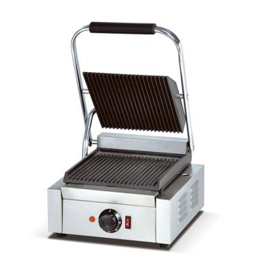 China Comercial High Quality Stainless Steel Electric Single Pan Panini Grill With Flat Pan Or Fluted Pan for sale