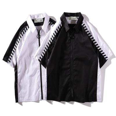 China CLM705 New Spring Arrow Anti-pilling Short Sleeve Shirt / Summer 2022 Print Slash Lapel Unisex for sale