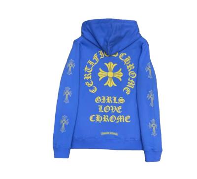 China C8332 Anti-wrinkle Letter Print Blue Crewneck Sweatshirt Plus Size Mens French Terry Hoodie for sale