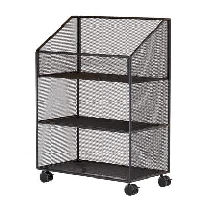 China Durable Hot Selling Multi-layer Metal Mesh Pulley Movement Office School Document Storage Rack for sale