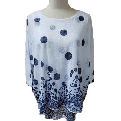 China TOP SELLING 100% POLYESTER anti-pilling NEW PRODUCT SCREEN PRINTING DOT WHITE CREWNECK HALF SLEEVE WOMEN T-SHIRT FOR LADIES for sale