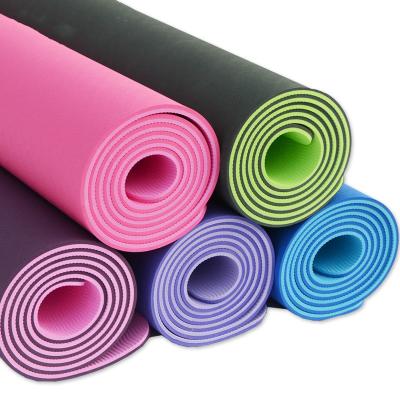 China High Density 6mm Eco Friendly Logo Double Layer Tape Yoga Mat Non Slip Non-Slip Custom Exercise Fitness Mat for sale